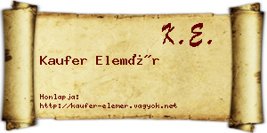 Kaufer Elemér névjegykártya