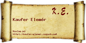 Kaufer Elemér névjegykártya
